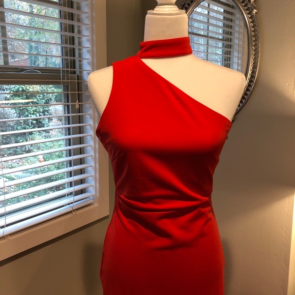 Passion Fusion | Bright Red Formal Maxi Slit Dress - Picture 3 of 8